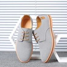 啞光牛津底休閒皮鞋（型號和尺寸印在鞋墊上） - 灰色 - 查看 2