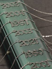 1 Phong cách Đơn giản Thép không gỉ Số Màu bạc Vòng cổ mặt dây chuyền Nữ Mô hình Quà tặng bạn gái - Bạc - Xem 1