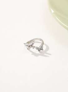 Anillo abierto con diamante de imitación con diseño de mariposa