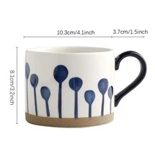 1pc Simple Hand-painted Milk Mug, Personalized Wedding Souvenir Cup, Ceramic Cup For Birthday, Creative Tea Cup - Blue - View 3