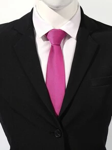 1pc Men"S Twill Textured Necktie, 7cm Skinny Casual Solid Color Tie - Red Violet - View 3