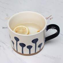 1pc Simple Hand-painted Milk Mug, Personalized Wedding Souvenir Cup, Ceramic Cup For Birthday, Creative Tea Cup - Blue - View 4