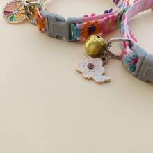 Vòng cổ cho thú cưng Cầu vồng Ren hoa Thiết kế Vòng cổ mèo Chó Đồ trang sức Chuông Dây chuyền Đối với Mèo Và Chó - Hồng - Xem 7