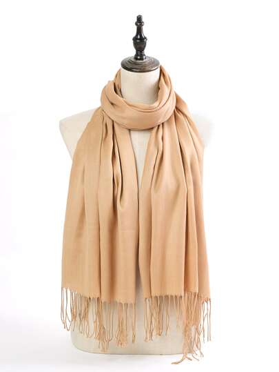 1入組素色長款針織圍巾