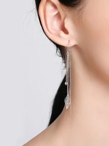 Bông tai tua rua hình lá, bông tai phong cách rừng thanh lịch dành cho nữ, bông tai tinh tế và sang trọng. - Bạc - Xem 3