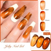 7毫升果冻琥珀色指甲油，半透明橙色，半永久可卸法式美甲，UV/LED美甲凝胶指甲油 - 橘色 - 查看 3