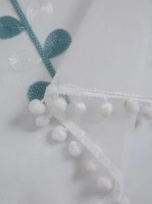 Summer Fresh And Simple Blue & White Tree Branches Design Cafe Curtain With Rod Pocket, 1pc