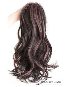 女性合成纖維半假髮,高馬尾夾片接髮帶粉色的 - Dark Brown - 查看 2