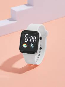 1pc Colorful LED Digital Watch, Fashionable Astronaut Design, Suitable For Teenagers, Students And Adults - White - View 1