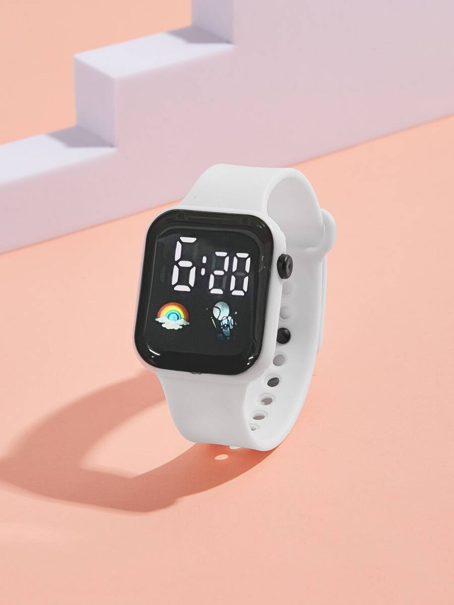 1pc Colorful LED Digital Watch, Fashionable Astronaut Design, Suitable For Teenagers, Students And Adults - White - View 1