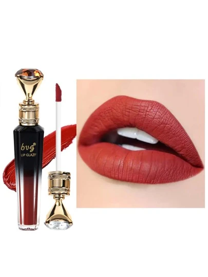 6色1支唇彩口紅長效保濕唇彩防水不易脫色-復古豆沙色