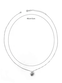 方晶鋯石天鵝銀吊墜項鍊 - 彩色 - 查看 3
