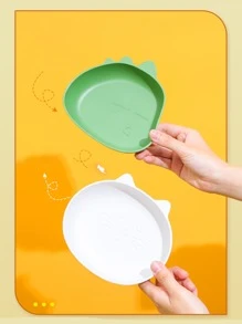 1pc Adorable Cartoon Designed Home Dinner Plate - Green - View 3