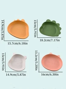 1pc Adorable Cartoon Designed Home Dinner Plate - Green - View 2