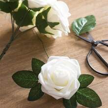 25pcs White Rose Flowers - White - View 5