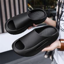 情侣休闲拖鞋柔软Eva鞋底户外防滑运动沙滩凉鞋男女轻便舒适拖鞋 - 黑色 - 查看 2
