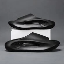 情侣休闲拖鞋柔软Eva鞋底户外防滑运动沙滩凉鞋男女轻便舒适拖鞋 - 黑色 - 查看 5