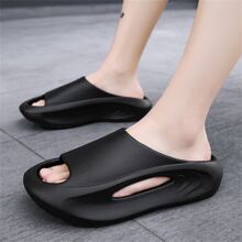 情侣休闲拖鞋柔软Eva鞋底户外防滑运动沙滩凉鞋男女轻便舒适拖鞋 - 黑色 - 查看 1