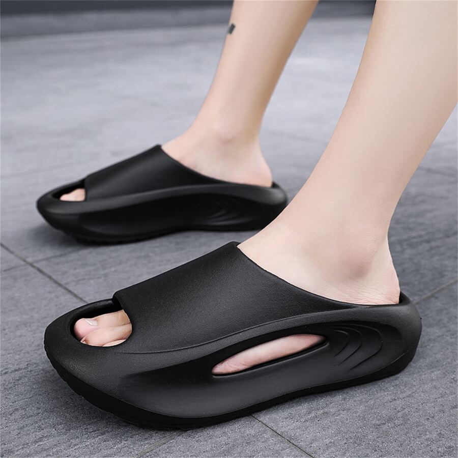 情侣休闲拖鞋柔软Eva鞋底户外防滑运动沙滩凉鞋男女轻便舒适拖鞋 - 黑色 - 查看 1