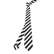 1 件男女通用黑白条纹细领带，舒适涤纶面料经典时尚领带适合日常西装、衬衫、婚礼、派对男士领带 - 黑與白 - 查看 4