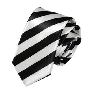 1pc Unisex Black & White Striped Slim Necktie, Comfortable Polyester Fabric Classic Fashion Tie Suitable For Daily Suits, Shirts, Weddings, Parties Men Necktie