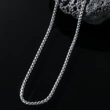 1 件不鏽鋼人造珍珠鍊項鍊,簡約設計,適合男士,日常佩戴,生日禮物 - 銀色 - 查看 2