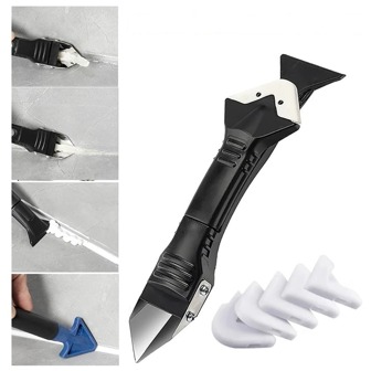 Grout Tool Set, Including Metal Scraper, Silicone Residue Scraper, Multi-functional Silicone Sealing Edge Tool