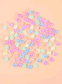 100入組4*7mm亞克力透明笑臉珠子適用於DIY手鍊/項鍊製作 - 彩色 - 查看 4