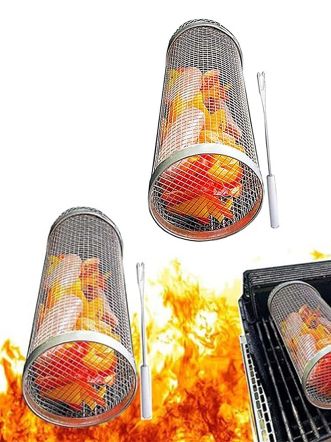 1PC New Rolling Grill Baskets for Outdoor Grill BBQ Grill Basket