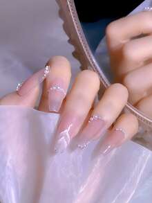 12 Lưới Hộp Hình Quả Bóng Trắng Trang Trí Móng Tay Giả Ngọc Trai - trắng - Xem 2