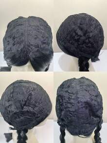 1pc Long Braided Cosplay Synthetic Wig & 1pc Wig Cap - Black - View 8