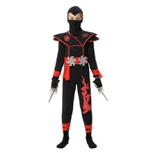 Red Deluxe Costume Set for Kids Kung Fu Outfit Halloween Ideas - Đỏ - Xem 3