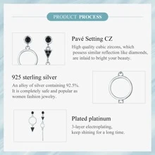 1 Pair 925 Sterling Silver Black Cubic Zirconia Asymmetrical Earrings, Unisex Crystal Stud Earrings Gift, 2 Colors Available