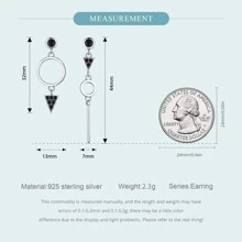 1 Pair 925 Sterling Silver Black Cubic Zirconia Asymmetrical Earrings, Unisex Crystal Stud Earrings Gift, 2 Colors Available