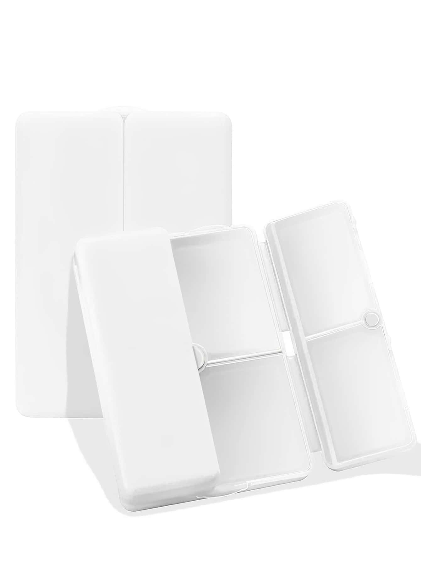 1入組簡約白色大容量7格藥丸收納盒帶磁力扣，3個折疊藥盒用於每週服藥時間表 - 白色 - 查看 1