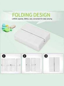 1入組簡約白色大容量7格藥丸收納盒帶磁力扣，3個折疊藥盒用於每週服藥時間表 - 白色 - 查看 5