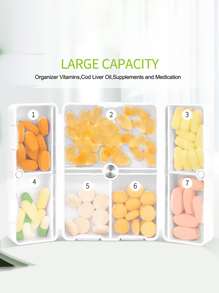 1入組簡約白色大容量7格藥丸收納盒帶磁力扣，3個折疊藥盒用於每週服藥時間表 - 白色 - 查看 4