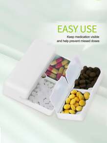 1入組簡約白色大容量7格藥丸收納盒帶磁力扣，3個折疊藥盒用於每週服藥時間表 - 白色 - 查看 6