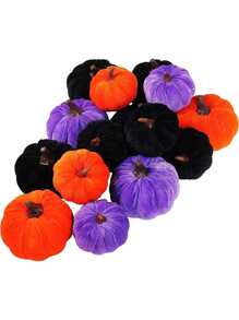 多種鄉村裝飾萬聖節南瓜黑色天鵝絨南瓜泡沫南瓜在橘色紫色黑色適用於農家秋季婚禮萬聖節桌子中心裝飾品廚房裝飾 - 彩色 - 查看 1