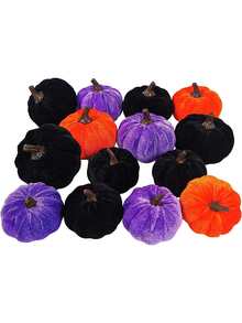 多種鄉村裝飾萬聖節南瓜黑色天鵝絨南瓜泡沫南瓜在橘色紫色黑色適用於農家秋季婚禮萬聖節桌子中心裝飾品廚房裝飾 - 彩色 - 查看 7