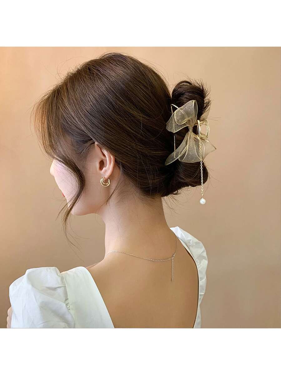 للنساء مشبك شعر اكسسوارت , ذهبي أناقة قباضة شعر كبيرة مشبك - الذهبي - مشاهدة 1