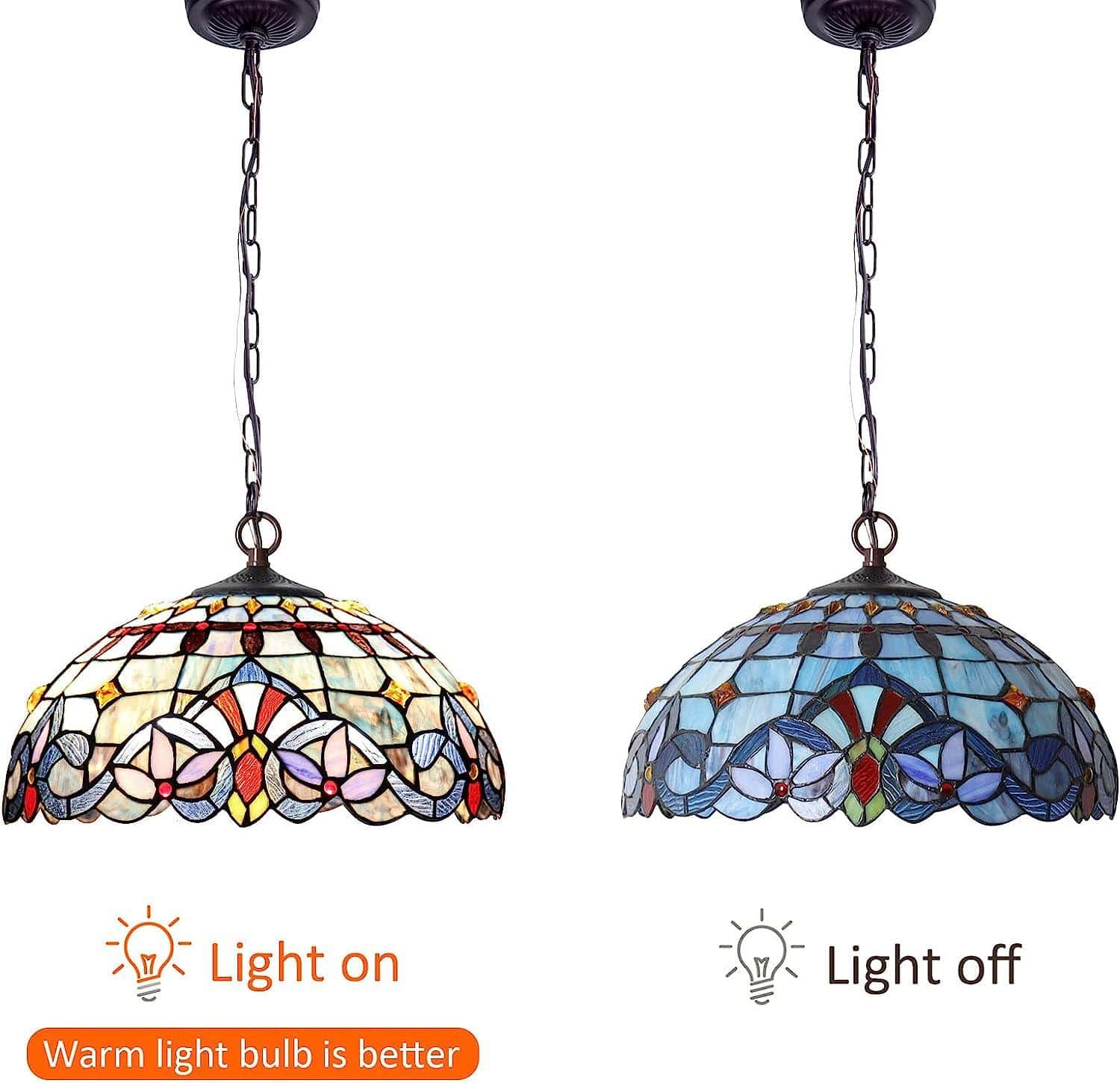 Capulina Tiffany Pendant Lights,2 Light Large 16” Wide Stained Glass