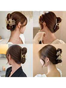 للنساء مشبك شعر اكسسوارت , ذهبي أناقة قباضة شعر كبيرة مشبك - الذهبي - مشاهدة 2