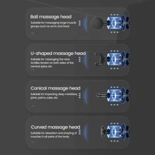 Portable Electric Massage Gun With 4 Replaceable Massage Heads For Deep Tissue Muscle Massage, Rechargeable - Black - View 6