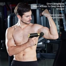 Portable Electric Massage Gun With 4 Replaceable Massage Heads For Deep Tissue Muscle Massage, Rechargeable - Black - View 7