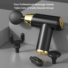 Portable Electric Massage Gun With 4 Replaceable Massage Heads For Deep Tissue Muscle Massage, Rechargeable - Black - View 2