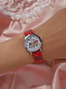 1pc New Arrival Red Fire Engine Quartz Watch For Children, Suitable For Daily Decoration, Holiday & Birthday Gift - Red - View 3