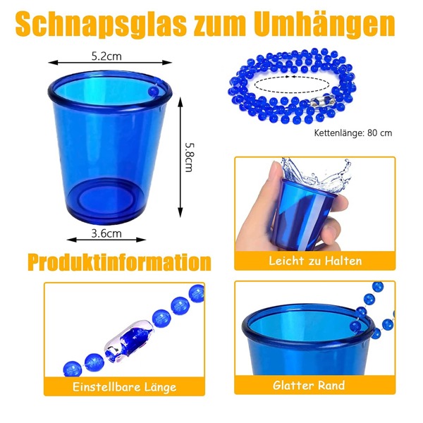 12 Pcs Bridal Shot Glass Chain Bead Necklace Small Wine Glass Bachelor