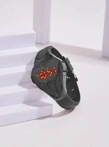 1pc Children's Black Led Sport Watch With Snake Design - Black - View 3