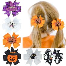 6 cái/bộ Halloween Quả bí ngô Mũ & Mũ phù thủy & Nơ Kẹp tóc - Nhiều màu - Xem 1